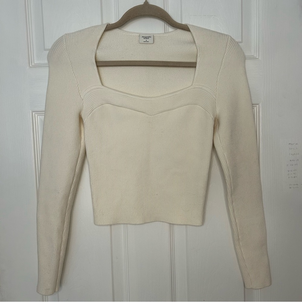 Abercrombie & Fitch Ribbed Knit Square Neck Top